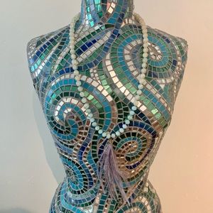 Ombré beaded necklace with marabou feather